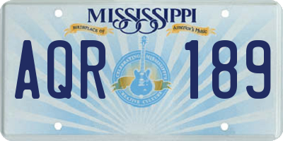 MS license plate AQR189