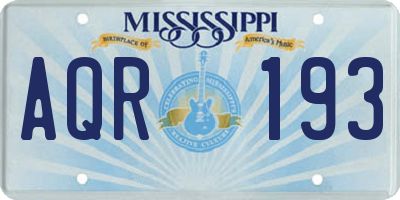 MS license plate AQR193