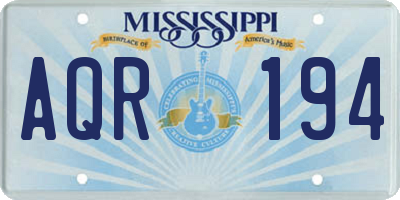 MS license plate AQR194