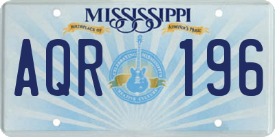 MS license plate AQR196