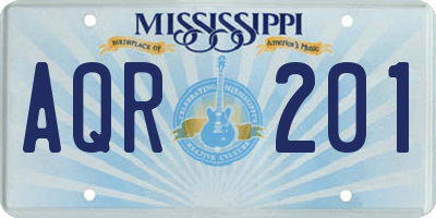 MS license plate AQR201