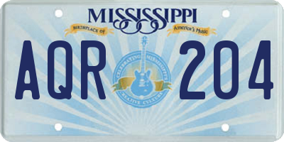 MS license plate AQR204