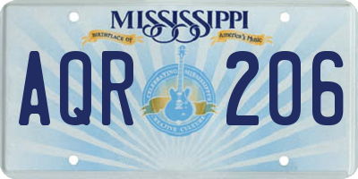 MS license plate AQR206