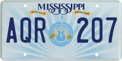 MS license plate AQR207