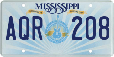 MS license plate AQR208
