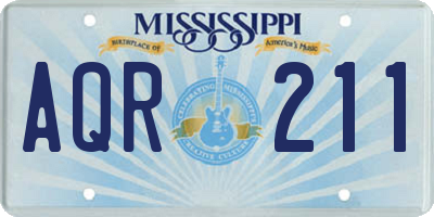 MS license plate AQR211