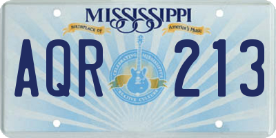 MS license plate AQR213