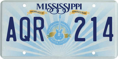 MS license plate AQR214