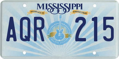 MS license plate AQR215