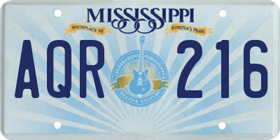 MS license plate AQR216