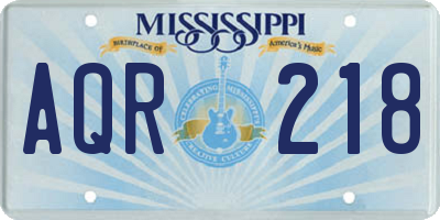 MS license plate AQR218