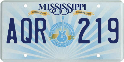 MS license plate AQR219
