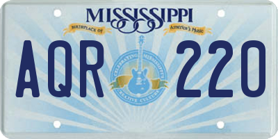 MS license plate AQR220