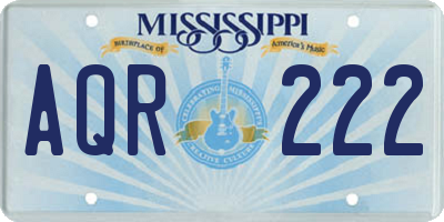 MS license plate AQR222