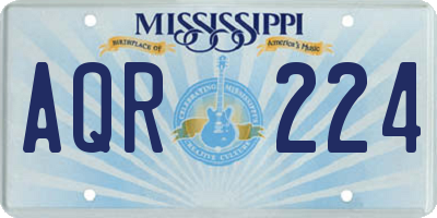 MS license plate AQR224