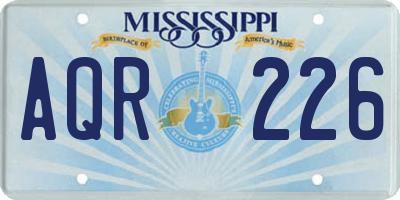 MS license plate AQR226