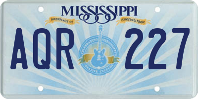 MS license plate AQR227