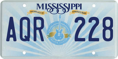 MS license plate AQR228
