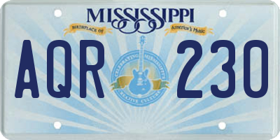MS license plate AQR230
