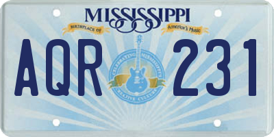 MS license plate AQR231