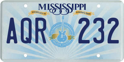 MS license plate AQR232