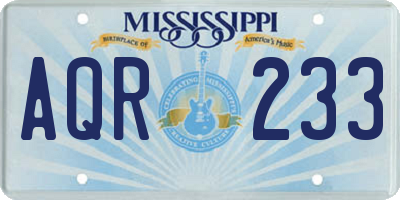 MS license plate AQR233