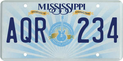 MS license plate AQR234
