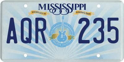 MS license plate AQR235