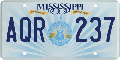 MS license plate AQR237