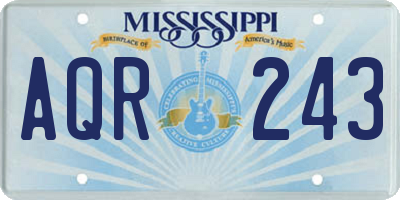 MS license plate AQR243