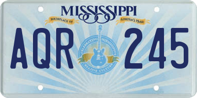 MS license plate AQR245