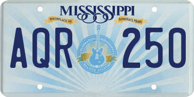 MS license plate AQR250