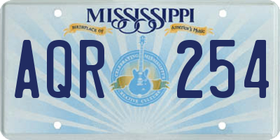 MS license plate AQR254