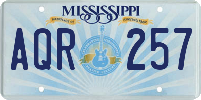 MS license plate AQR257