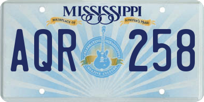 MS license plate AQR258
