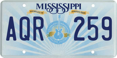 MS license plate AQR259