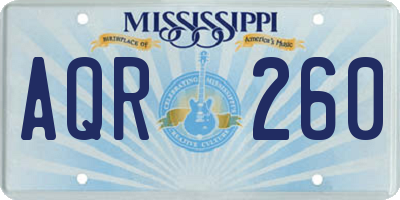 MS license plate AQR260