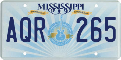 MS license plate AQR265