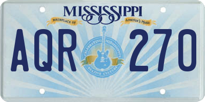 MS license plate AQR270