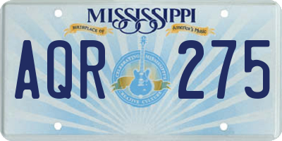 MS license plate AQR275