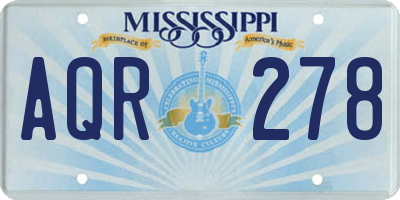 MS license plate AQR278