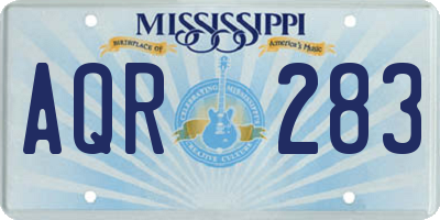 MS license plate AQR283