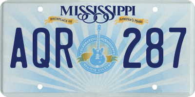 MS license plate AQR287