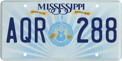 MS license plate AQR288