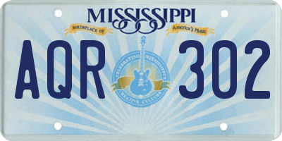 MS license plate AQR302