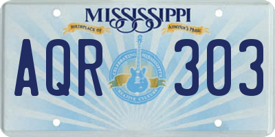 MS license plate AQR303
