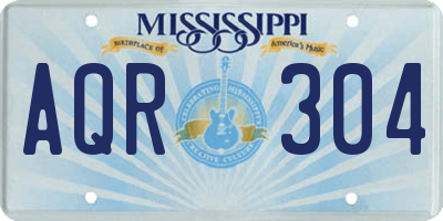MS license plate AQR304
