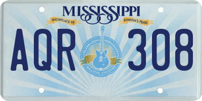 MS license plate AQR308