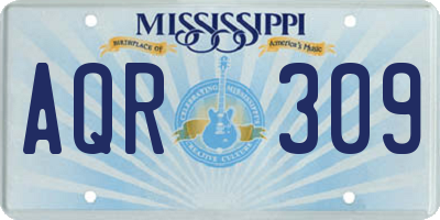MS license plate AQR309