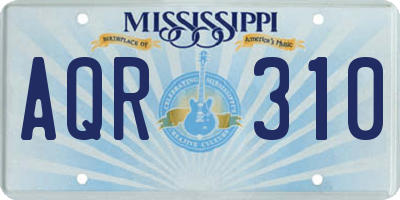 MS license plate AQR310